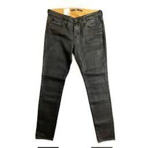 Big Star Women's 25 Alex Mid-Rise Skinny Jean Coated Black Wash Denim Emo Grunge